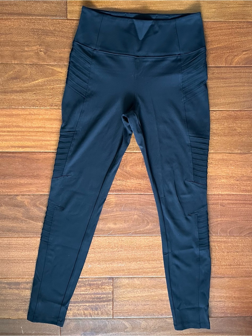 Athleta Black Moto Leggings Womens Size M High Rise Zip Ankle Stretch